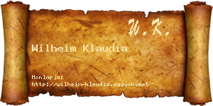 Wilheim Klaudia névjegykártya